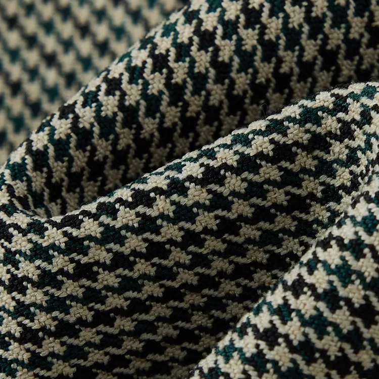 DEGAIA Casual Pants Men's Gray Green Houndstooth-3