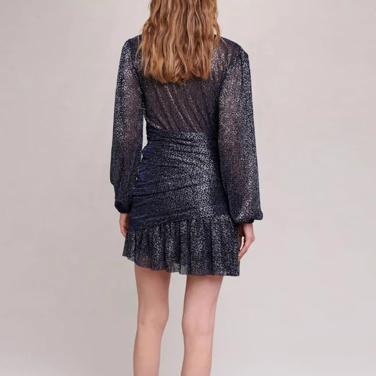 Maje Metallic threading Pleated Minidress-4