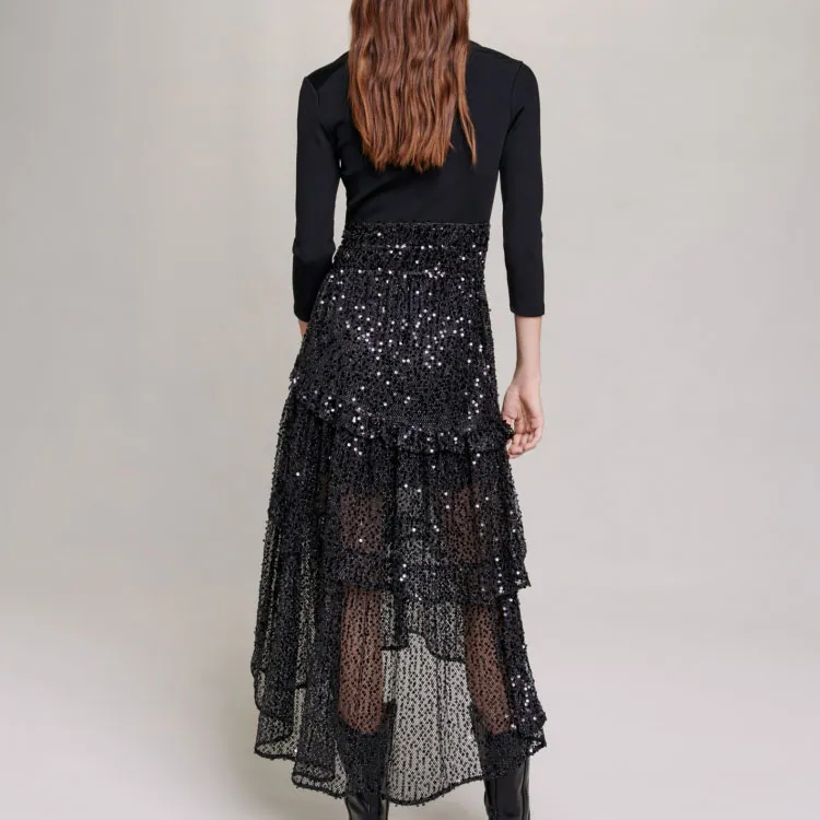 Maje Long Sleeved Dresses Women's Black-3