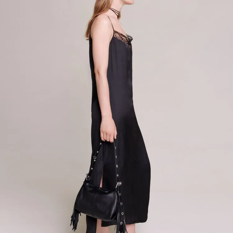 Maje Slip Dresses Women's Black-2