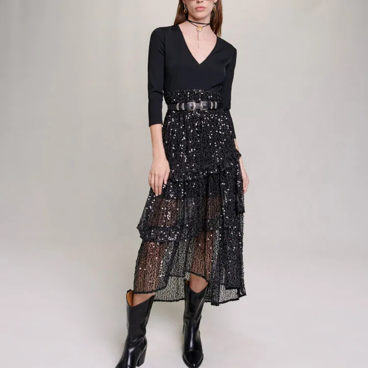 Maje Long Sleeved Dresses Women's Black-1