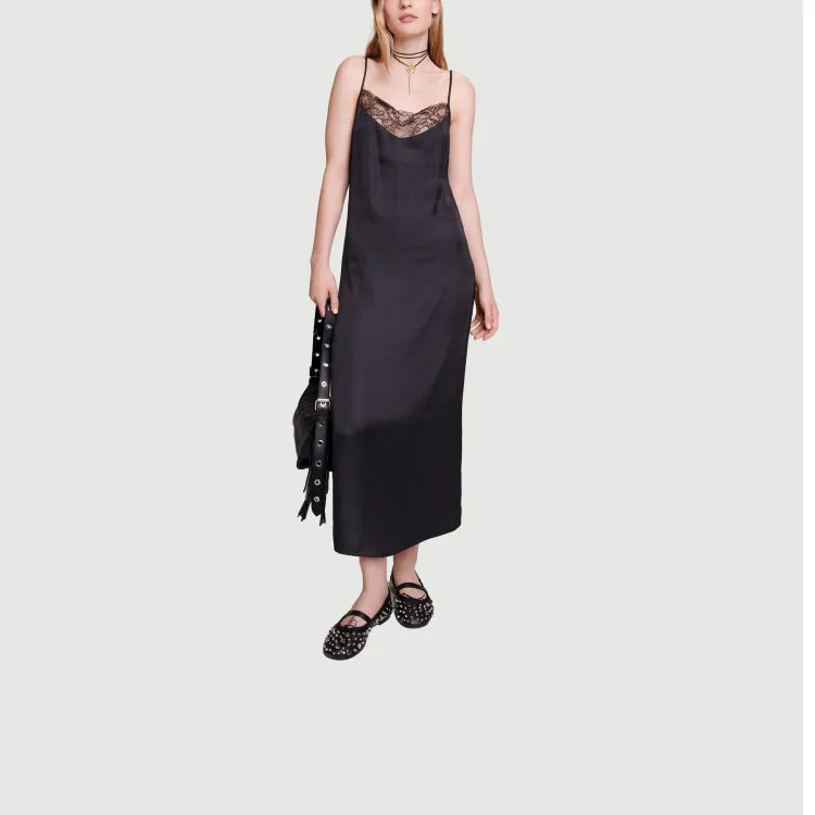 Maje Slip Dresses Women's Black-1