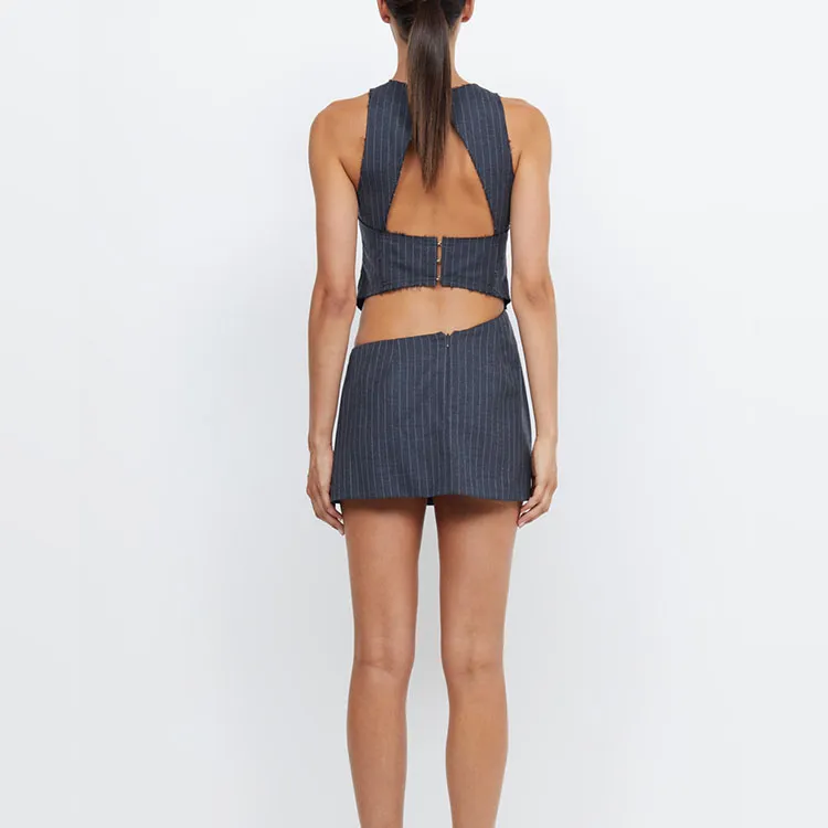 BEC+BRIDGE Sleeveless Dresses Women's Carbon Gray With Pinstripe-1