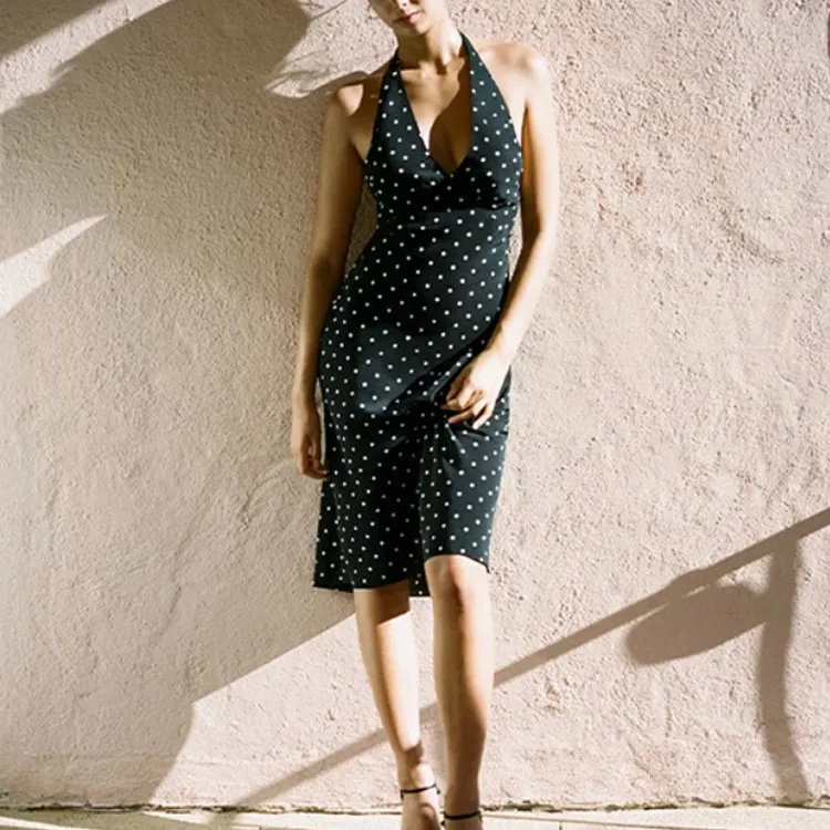 Realisation Par Sleeveless Dress Women's Petite Spot Noir/Black With White Polka Dots-2