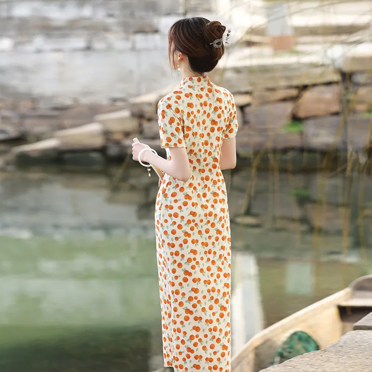 Red Colored Clothes Cheongsam Women's Red Cherry-1
