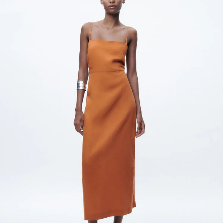 ZARA Slip Dresses Women's Orange-2