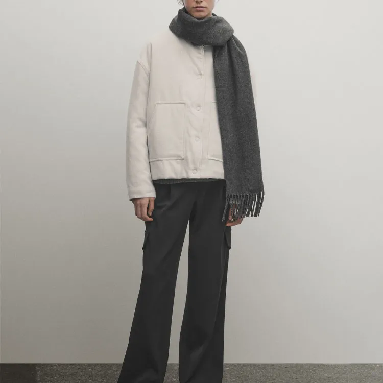 Massimo Dutti Puffer Jacket Women's Ecru-2