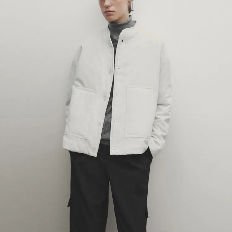 Massimo Dutti Puffer Jacket Women's Ecru-4