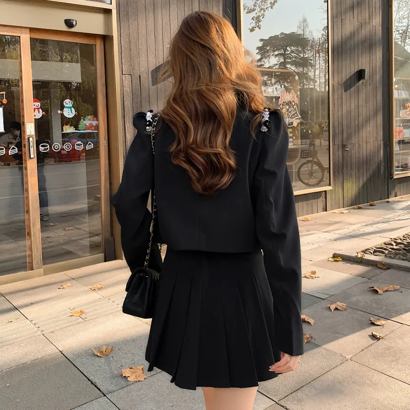 Emodues Skirt Set Women's Black-1