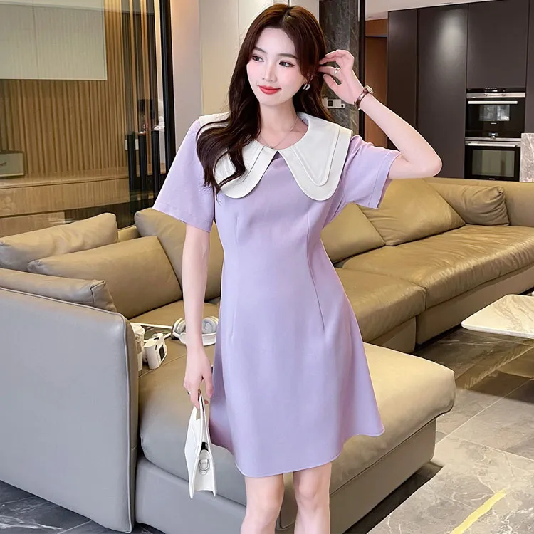 Tonlion Short Sleeved Dresses Women's Taro Purple-1