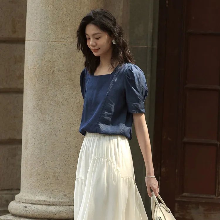 【dme】 Shirt Women's Dark Denim Blue-2