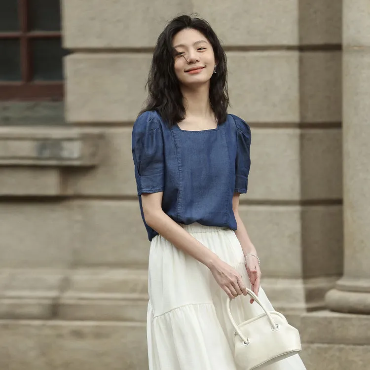 【dme】 Shirt Women's Dark Denim Blue-1