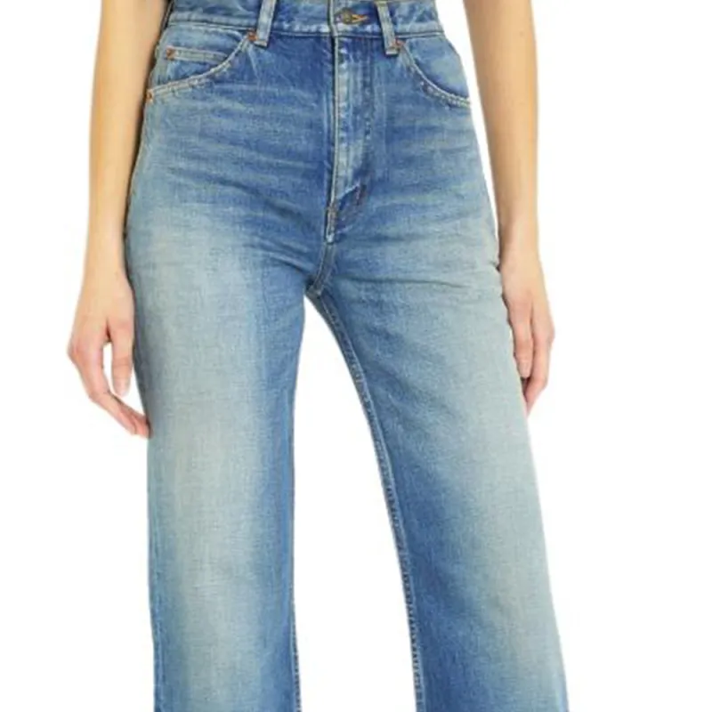 SAINT LAURENT Button Detailed Straight Leg Jeans-4