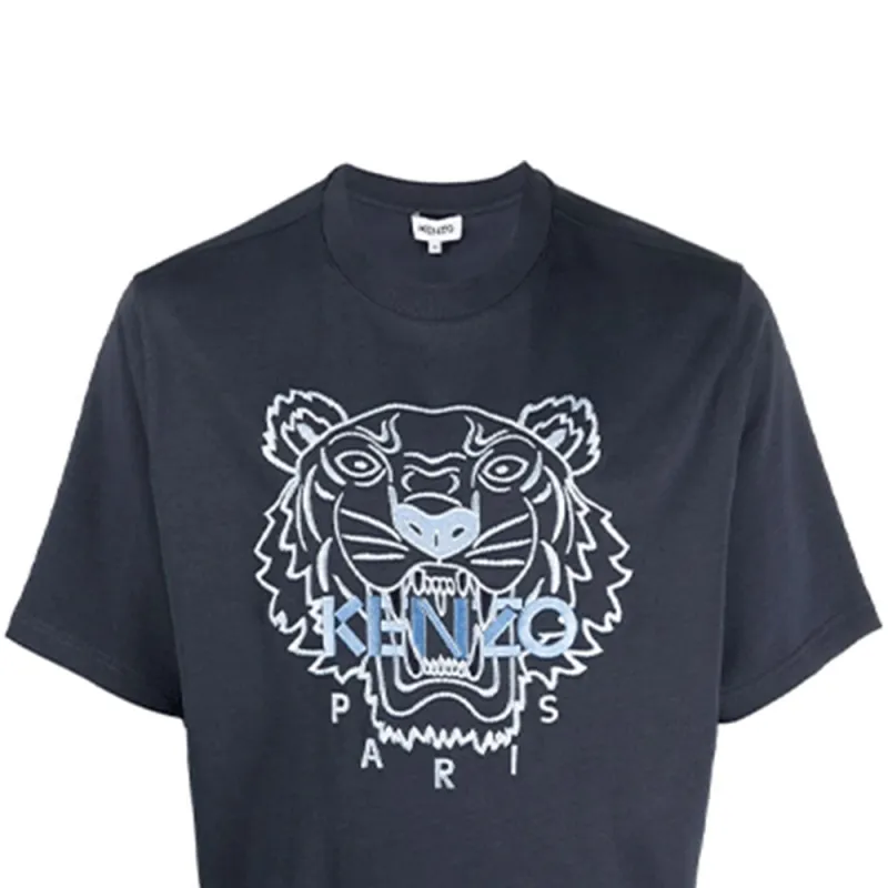 KENZO Classic Tiger Head T Shirts Men Blue-4