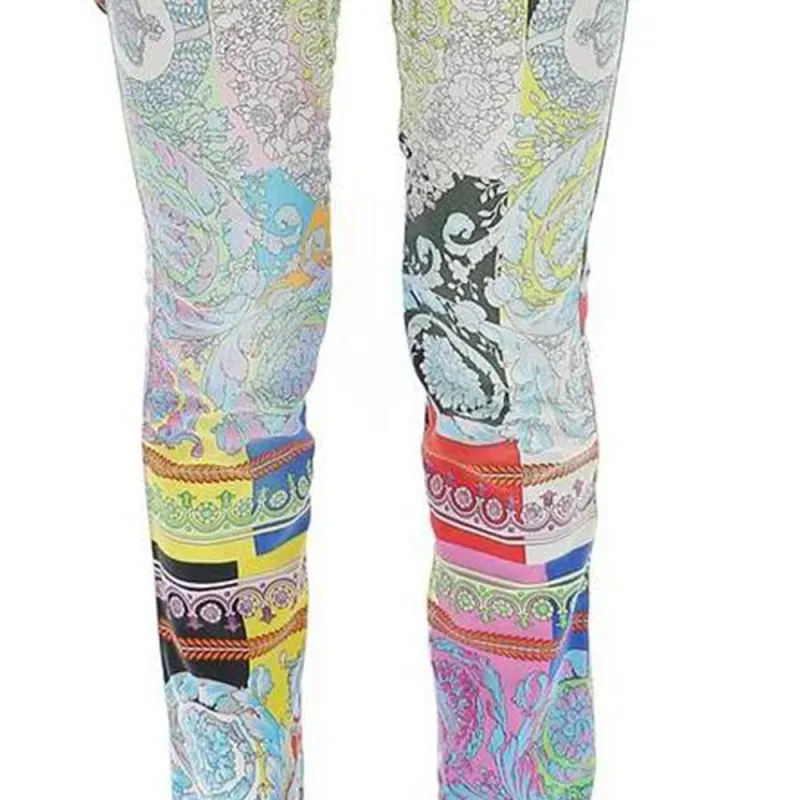 VERSACE Technicolor Barocco Print Jeans 'Multicolor'-4