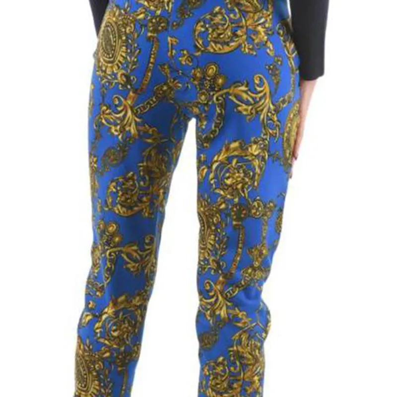 VERSACE Knitted Sweatpants Women's Blue-3