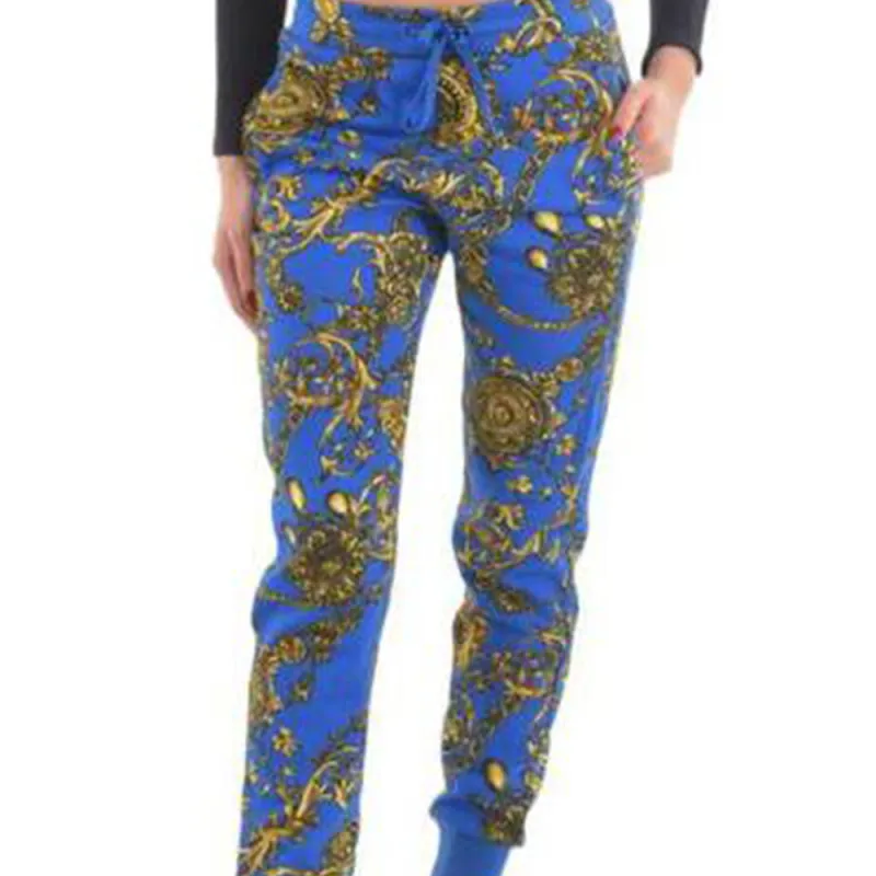 VERSACE Knitted Sweatpants Women's Blue-2