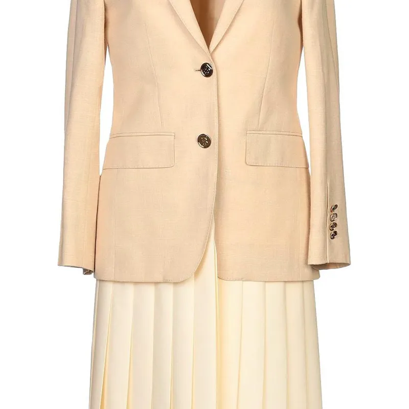 Burberry Long-Sleeved Dresses Women's Beige-4