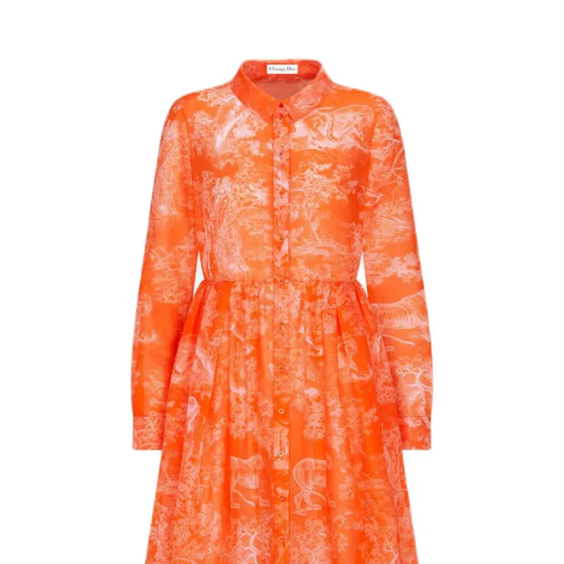 DIOR Long-Sleeved Dresses Women's Orange-2
