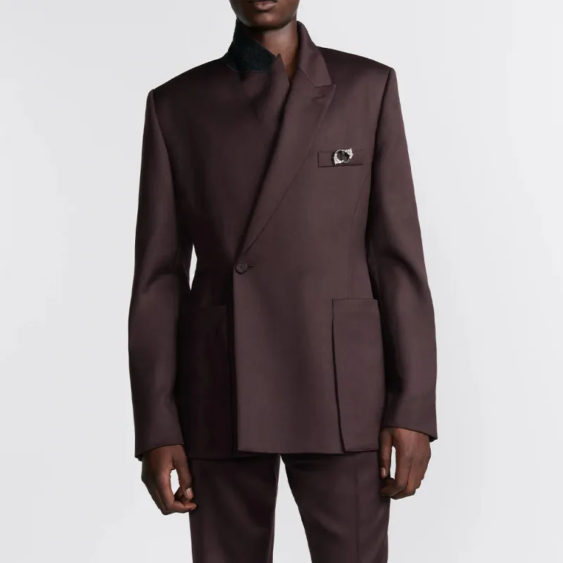 DIOR SS24 Business Suits Coats Men's Dark Red-2
