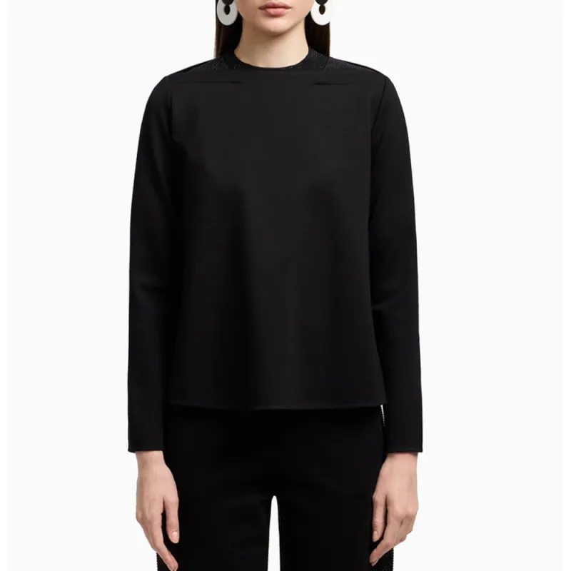 EMPORIO ARMANI Interlock Jersey Sweatshirt With Micro stud Inserts-1