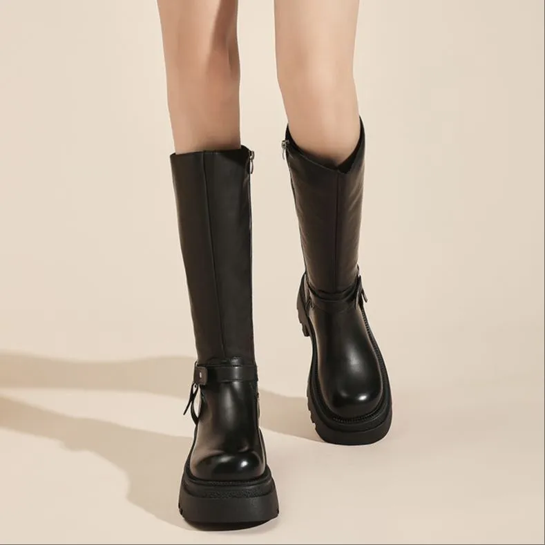 Jin Baichuan Knee high Boots 5cm Women's-7
