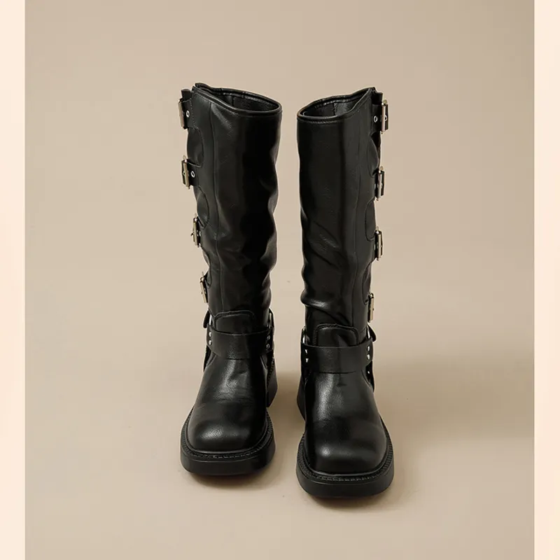 Jin Baichuan Knee-high Boots 4cm Women's-7