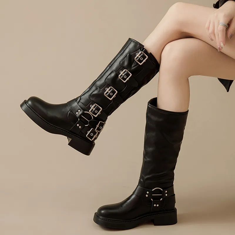 Jin Baichuan Knee-high Boots 4cm Women's-5
