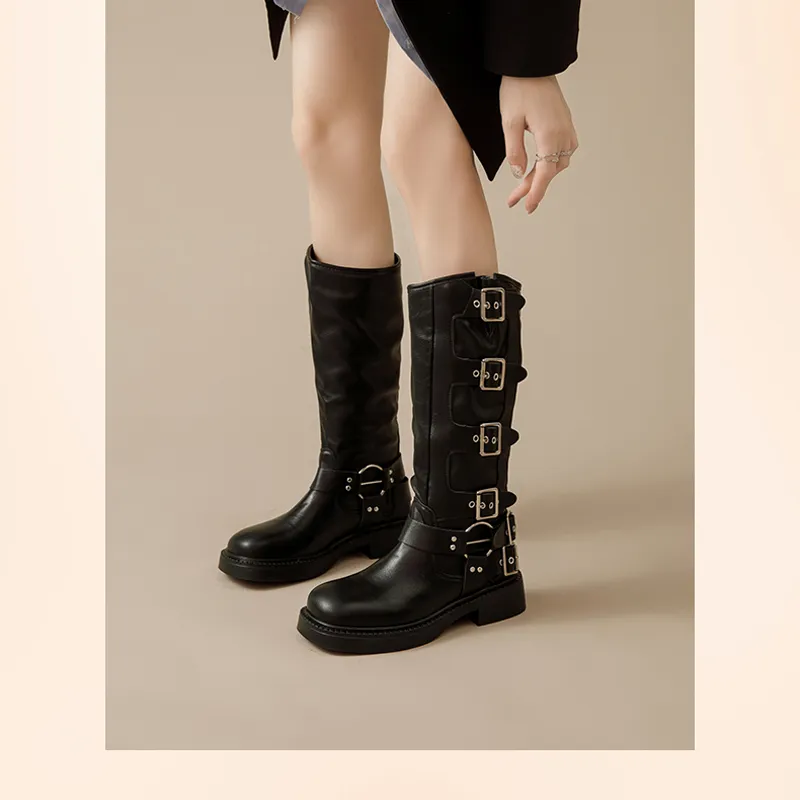 Jin Baichuan Knee-high Boots 4cm Women's-6