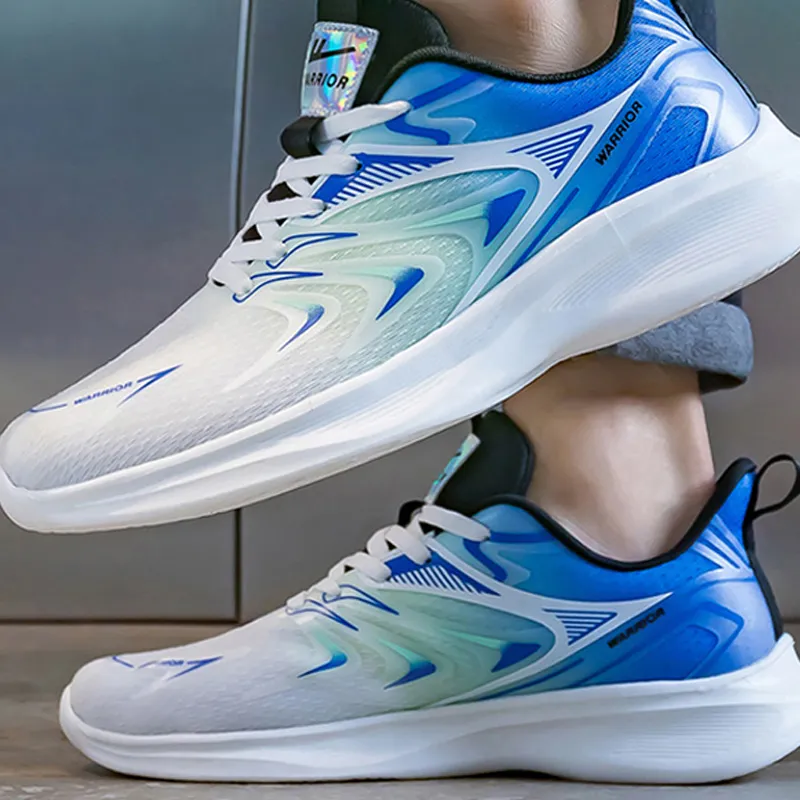 Warrior Low Top Running Shoes Men's White Blue Green-4