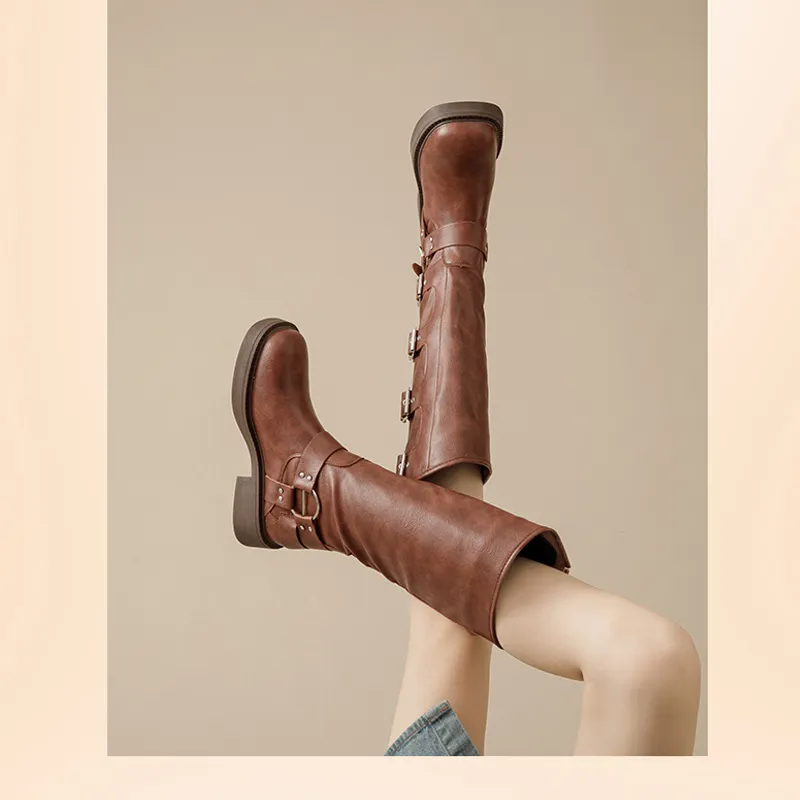Jin Baichuan Knee-high Boots 4cm Women's-15