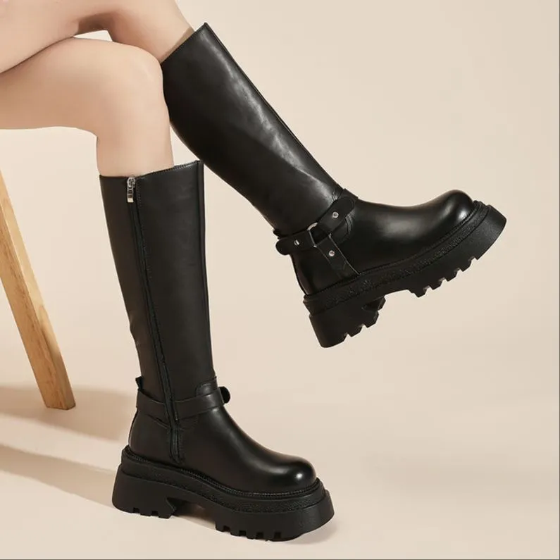 Jin Baichuan Knee high Boots 5cm Women's-5