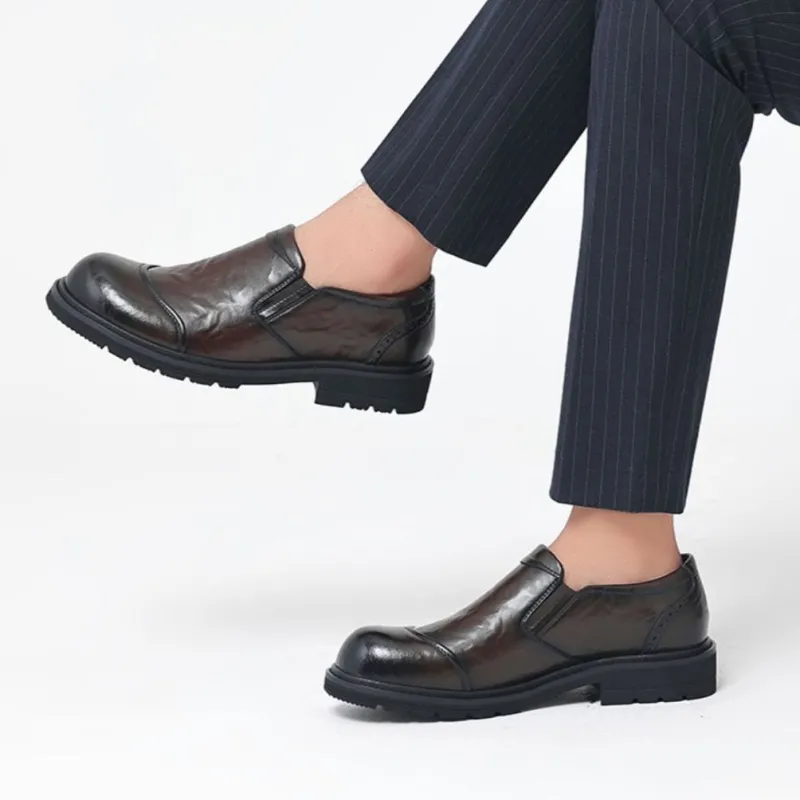 LUOGOKS Men's Casual Shoes Men Low Top Black/Brown-15