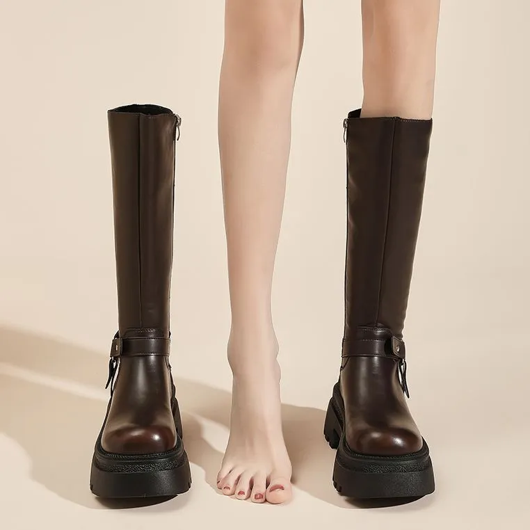 Jin Baichuan Knee high Boots 5cm Women's-4