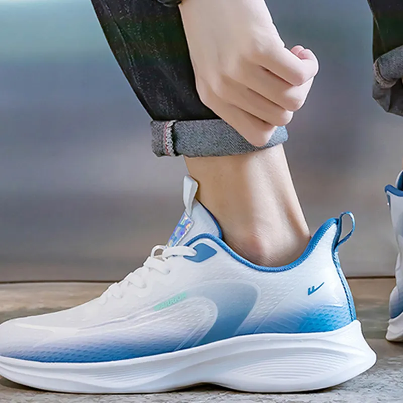 Warrior Slip Resistant Low Top Running Shoes Men's White Dusty Blue-5