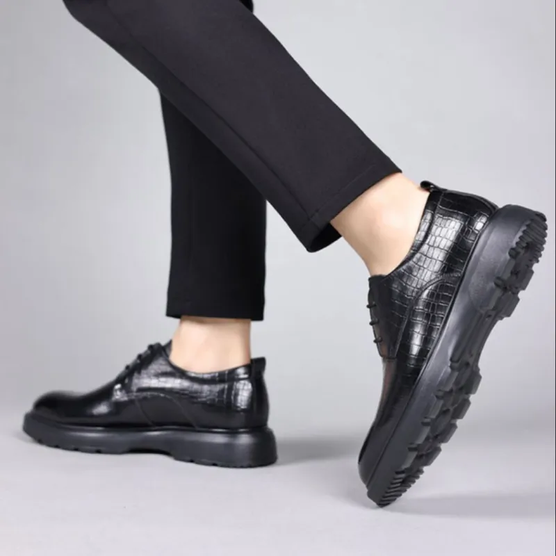GZZ Dress Shoes Men Low Top Black/Brown-5