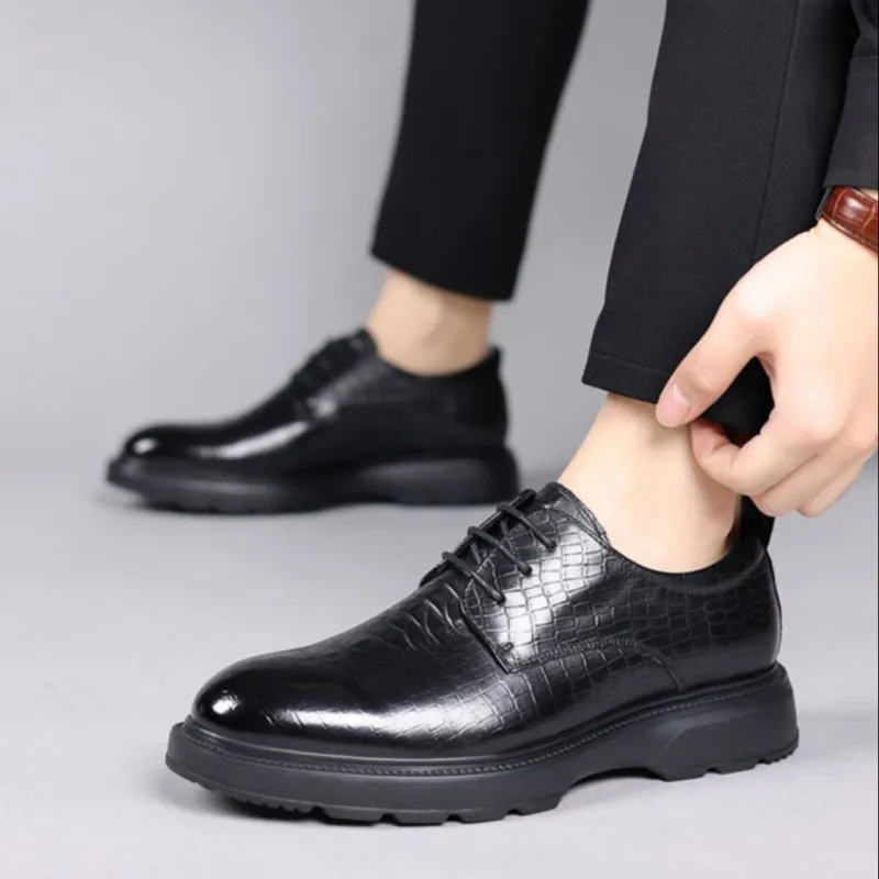 GZZ Dress Shoes Men Low Top Black/Brown-4