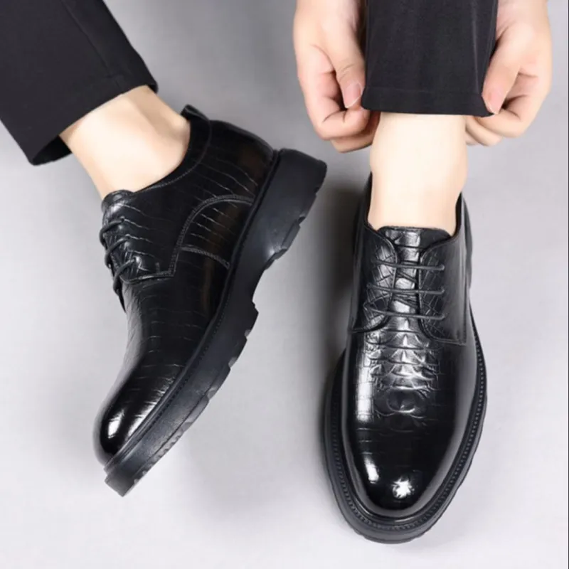 GZZ Dress Shoes Men Low Top Black/Brown-6