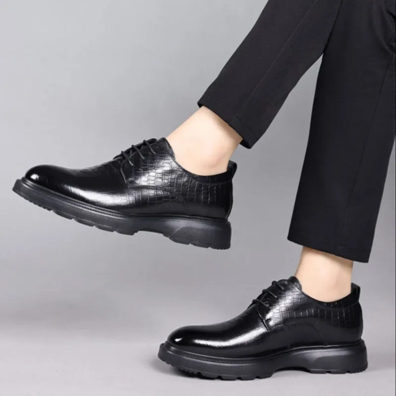 GZZ Dress Shoes Men Low Top Black/Brown-7
