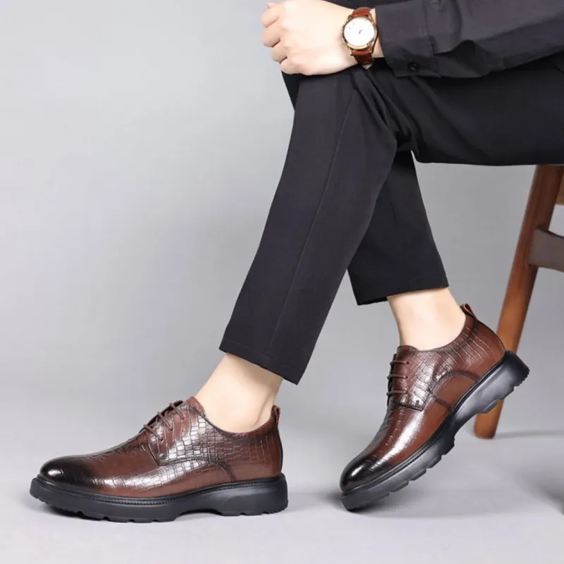 GZZ Dress Shoes Men Low Top Black/Brown-13