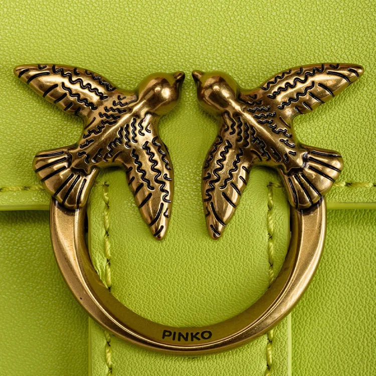 PINKO Love Bell Calfskin Bacchus Bag, Crossbody Bag, Shoulder Bag Extra Mini Women's Lime-3