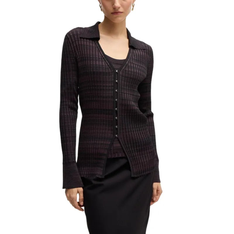 HUGO BOSS FW24 Knitwear Women's Dark Purple-1
