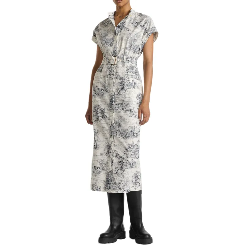 DIOR All Over Patterned Belted Short Sleeved Dress-2