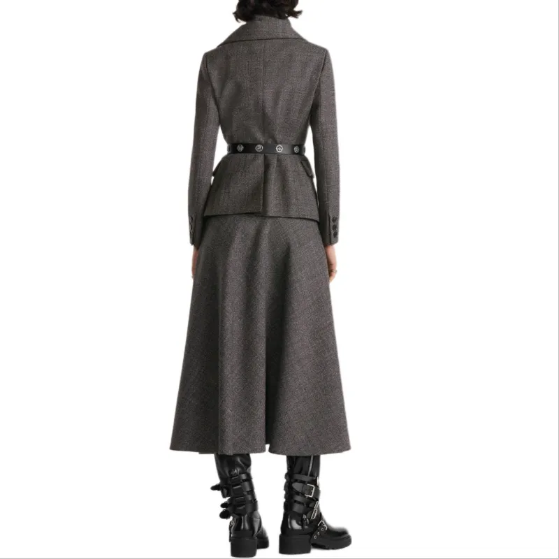 DIOR FW24 Casual Long Skirts Women's Gray-3