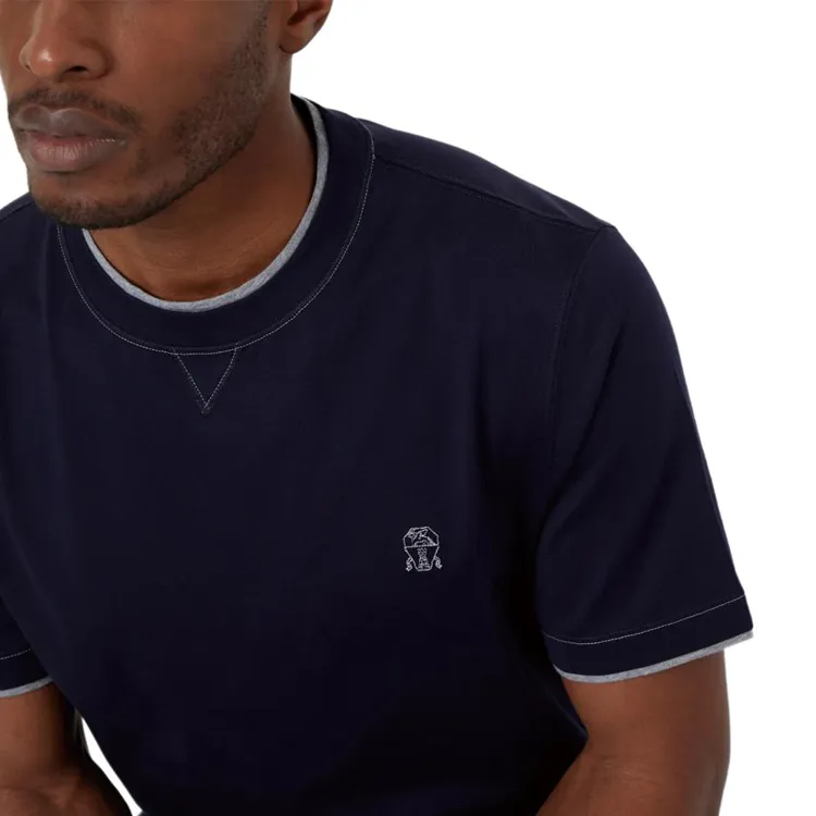 Brunello Cucinelli Logo Embroidered Layered T-Shirt-5