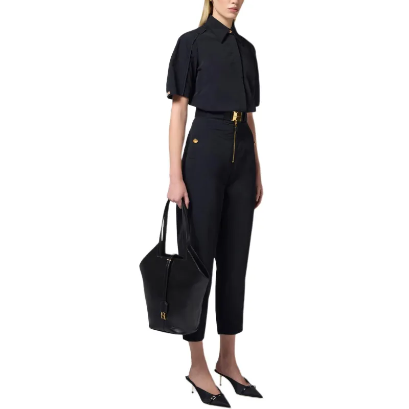 Elisabetta Franchi Technical Voile Belted Trousers-3