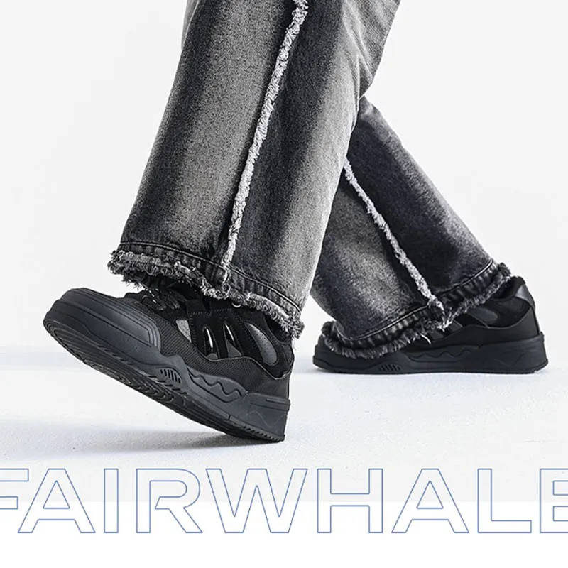 FAIRWHALE Baby Whale Low Top Stylish Skateboarding Shoes Men's-8