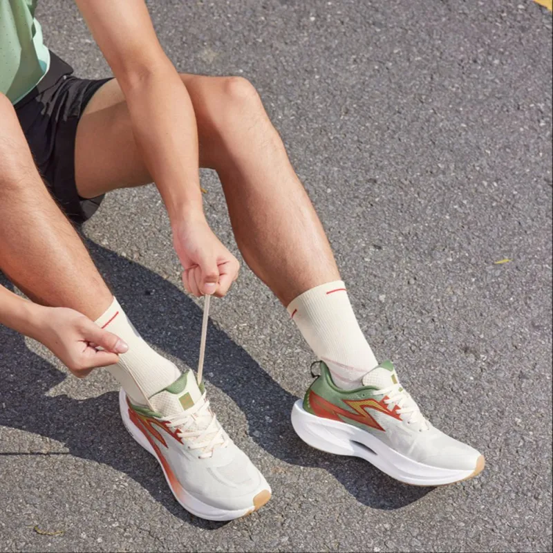 361° Fly 2ET Cushioned Slip Resistant Abrasion Resistant Breathable Low Top Marathon Running Shoes Unisex White Green-13