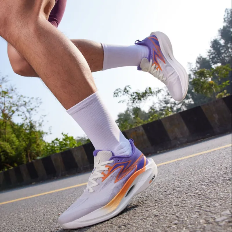 361° Fly 2ET Shock Absorbers Slip Resistant, Abrasion Resistant, Breathable Low Top Running Shoes Unisex White Purple-6