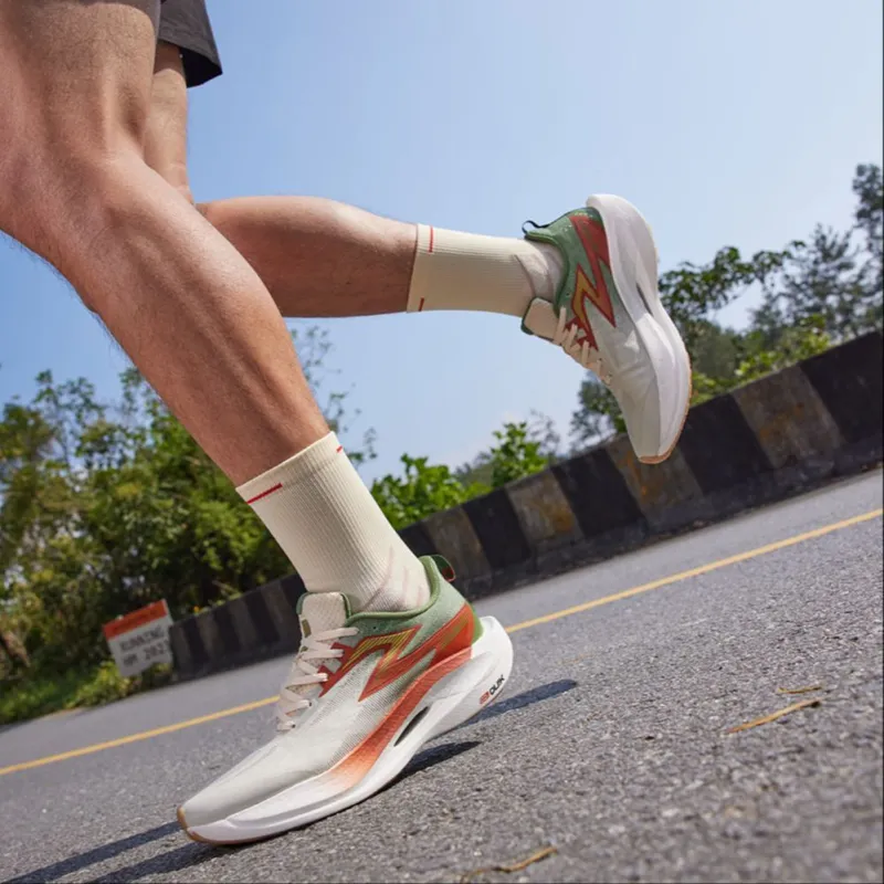 361° Fly 2ET Cushioned Slip Resistant Abrasion Resistant Breathable Low Top Marathon Running Shoes Unisex White Green-7